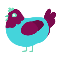 Cranberry Burst, a aqua and wine chicken with a head pattern