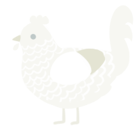 A white chicken with a lace pattern