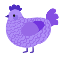 A lilac and blurple chicken with a lace pattern