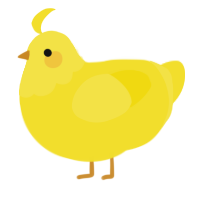 Chip, a yellow chicken with a head pattern