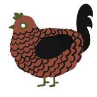A russet and black chicken with a lace pattern