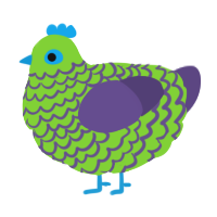 A grass and overcast chicken with a lace pattern