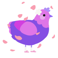 Purpleberry Munch, a blurple and orchid chicken with a head pattern