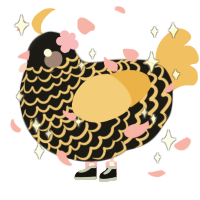 missy, a sable and honey chicken with a lace pattern