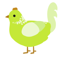 Lime, a lime and apple chicken with a neck-speckle pattern