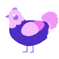 Invert, a indigo and lavender chicken with a head pattern