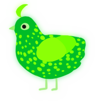 Uranium, a viridian and grass chicken with a speckle pattern