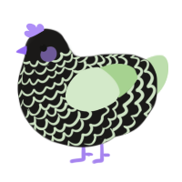 lettuce, a sable and gluppy chicken with a lace pattern