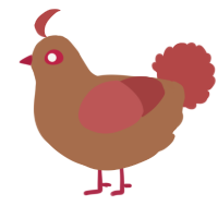 A brown and red chicken