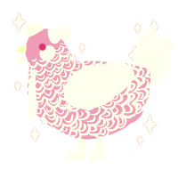 Petite Strawberry, a orchid and white chicken with a double-lace pattern