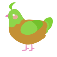 Shrek, a gold and grass chicken with a head pattern