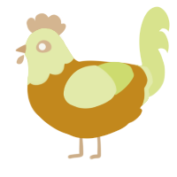 Dandelion, a ochre and lemon chicken with a head pattern