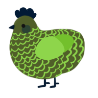 Dirty Bean, a olive and grass chicken with a lace pattern