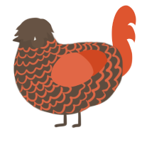 A bark and vermilion chicken with a lace pattern
