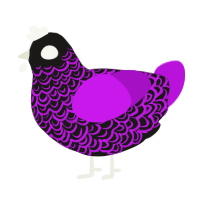 A sable and amethyst chicken with a double-lace pattern