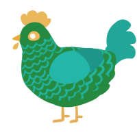 (unnamed), a viridian and turquoise chicken with a lace pattern