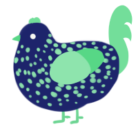 Phantasm, a navy and spring chicken with a speckle pattern