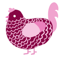 (unnamed), a maroon and pink chicken with a lace pattern