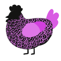 Orchid Goth, a black and orchid chicken with a double-lace pattern