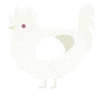 The bride, a white chicken with a double-lace pattern
