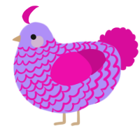 TBN, a lilac and fuchsia chicken with a lace pattern