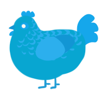 Sky, a cerulean and sky chicken with a half-lace pattern