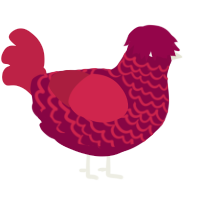 A maroon and crimson chicken with a lace pattern