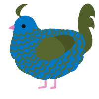(unnamed), a sapphire and olive chicken with a lace pattern
