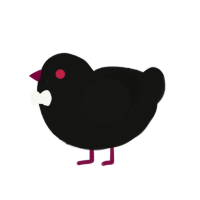 A black chicken with a lace pattern