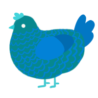 Preordain, a teal and sapphire chicken with a lace pattern