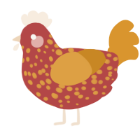 Marmalade, a red and orange chicken with a speckle pattern