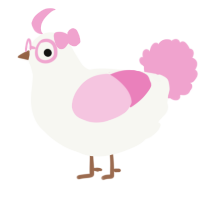 Behold Pink, a white and pink chicken