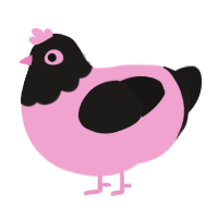 Sleepy Head, a pink and sable chicken with a head pattern