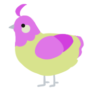 Sherbert, a lemon and orchid chicken with a head pattern