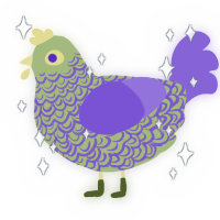 sambino, a overcast and chartreuse chicken with a double-lace pattern