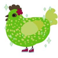 emil, a grass and lemon chicken with a speckle pattern