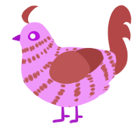 (unnamed), a lavender and red chicken with a bar pattern