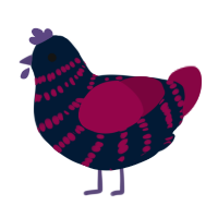 A tumblr and maroon chicken with a bar pattern