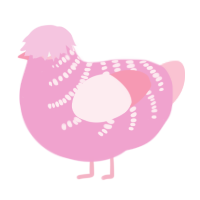 (unnamed), a pink and rose chicken with a half-bar pattern