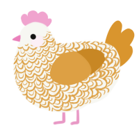 Juice, a white and orange chicken with a double-lace pattern