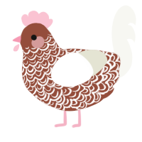 Choccy Milk, a russet and white chicken with a double-lace pattern