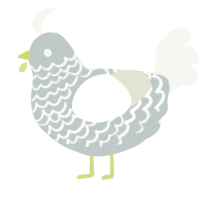 Pretty Good, a silver and white chicken with a lace pattern