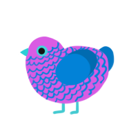 Bubblegum Jr, a orchid and sapphire chicken with a lace pattern