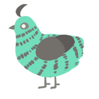 A mint and grey chicken with a bar pattern