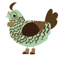 mint chip, a red and silver chicken with a lace pattern