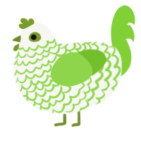 Aphid, a white and grass chicken with a lace pattern