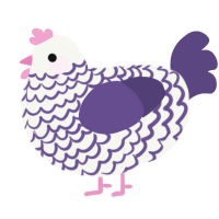 A white and overcast chicken with a lace pattern