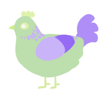 Grape, a gluppy and lilac chicken with a neck-speckle pattern