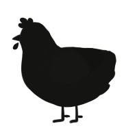 My Birthday Chicken, a black chicken with a half-bar pattern