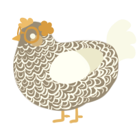 A ash and white chicken with a double-lace pattern